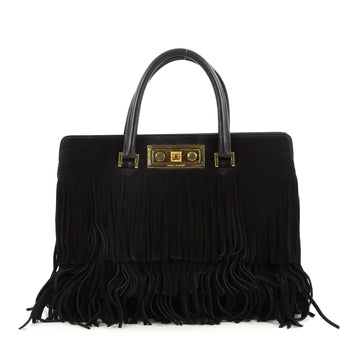 Saint Laurent Fringe Trois Clous Convertible Tote Suede 3149703