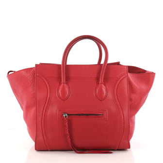 Celine Phantom Handbag Grainy Leather Medium Red 3151002