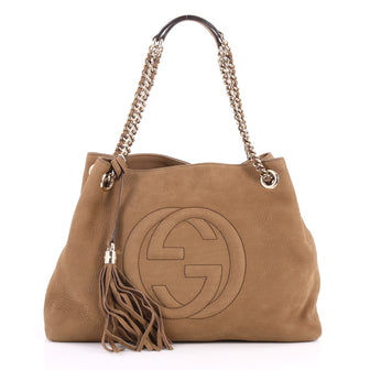 Gucci Soho Chain Strap Shoulder Bag Nubuck Medium Brown 3155702