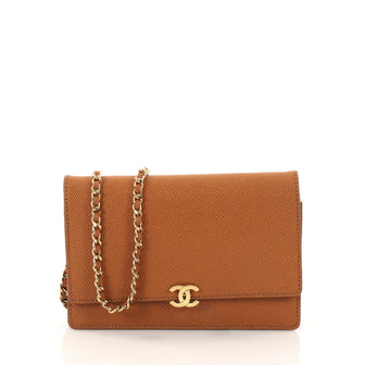 Chanel Vintage CC Wallet on Chain Leather Brown 3157209
