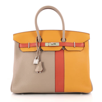 Hermes Birkin Handbag Tricolor Clemence and Swift Brown 3158401