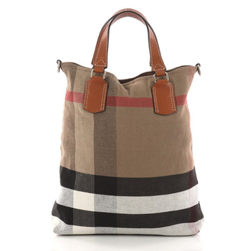 Burberry Tottenham Tote House Check Canvas Medium Brown 3159102