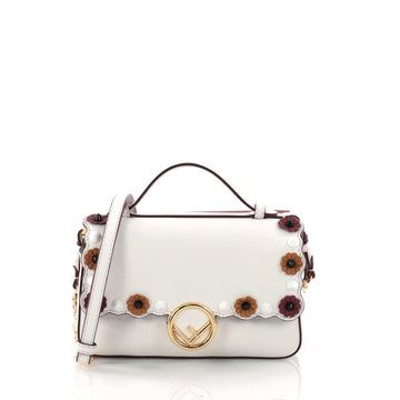 Fendi Double Kan I F Handbag Embellished Leather Micro Red 3160701
