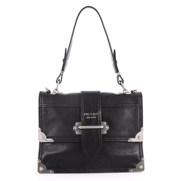 Prada Cahier Convertible Shoulder Bag City Calf Medium Black 3160802