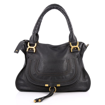 Chloe Marcie Satchel Leather Medium Black 3161001