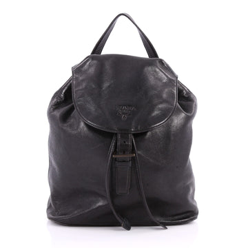 Prada Chain Buckle Backpack Soft Calfskin Medium Black 3161201