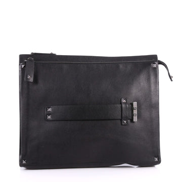 Valentino Rockstud Trim Pouch Leather Medium Black 3162303