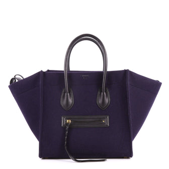 Celine Phantom Handbag Wool Medium Blue 3163201
