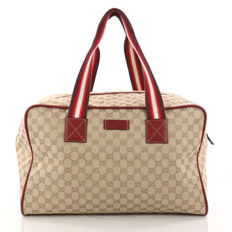 Gucci Web Carry On Duffle Bag GG Canvas Medium Brown 3163705