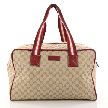 Gucci Web Carry On Duffle Bag GG Canvas Medium Brown 3163705