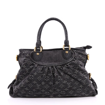 Louis Vuitton Neo Cabby Handbag Denim MM Black 3163804