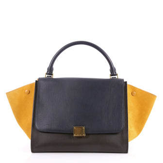 Celine Tricolor Trapeze Handbag Leather Medium Yellow 3165704