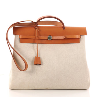 Hermes Herbag Toile and Leather MM Brown 3165903