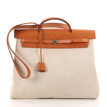 Hermes Herbag Toile and Leather MM Brown 3165903