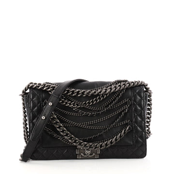 Chanel Boy Flap Bag Enchained Lambskin Old Medium Black 3166201