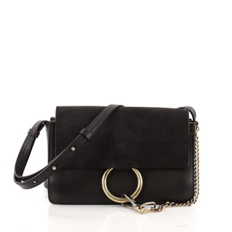 Chloe Faye Shoulder Bag Leather and Suede Small Gray 3167002