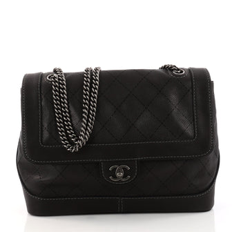 Chanel Aged Chain Flap Bag Quilted Caviar Medium Black 3168701