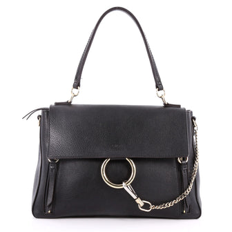 Chloe Faye Day Handbag Leather with Suede Medium Black 3169402