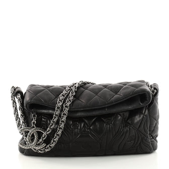 Chanel Paris-Moscow Square Flap Bag Embossed Quilted Lambskin Small Black 3172602