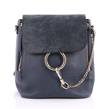 Chloe Faye Backpack Leather and Suede Medium Blue 3173002