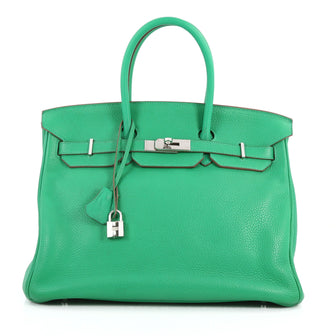 Hermes Birkin Handbag Green Clemence with Palladium 3173402