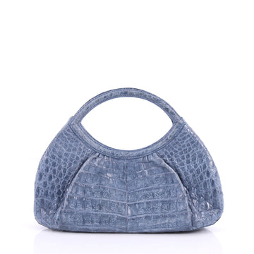 Nancy Gonzalez Pleated Handle Bag Crocodile Small Blue 3174201