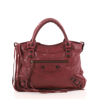 Balenciaga Town Classic Studs Handbag Leather Purple 3174603