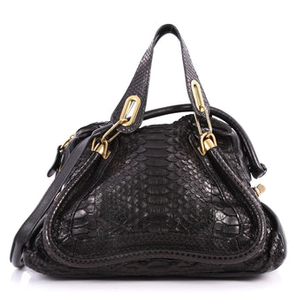 Chloe Paraty Top Handle Bag Python Medium Black 3174802
