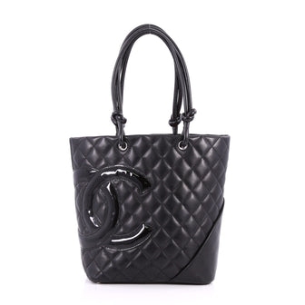 Chanel Cambon Tote Quilted Leather Medium Black 3175502
