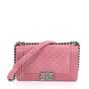 Chanel Boy Flap Bag Quilted Crinkled Patent Old Medium 3175702