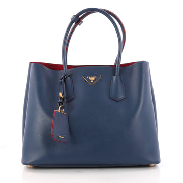 Prada Cuir Double Tote Saffiano Leather Medium Blue 3176203