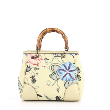 Gucci Bamboo Shopper Tote Flora Canvas Mini Yellow 3176803
