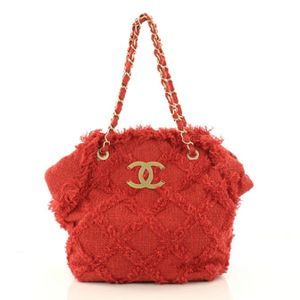 Chanel Nature Tote Quilted Tweed Red 3177304