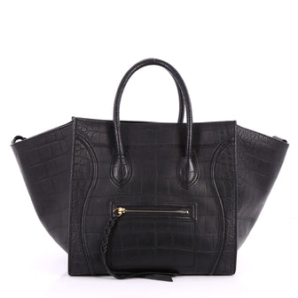 Celine Phantom Handbag Crocodile Embossed Leather Medium 3178605