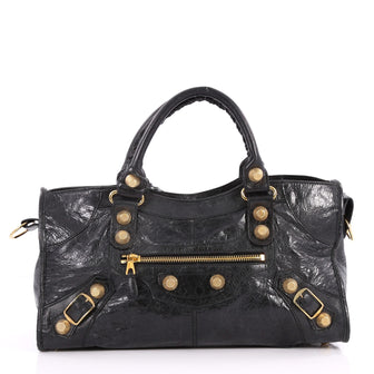 Balenciaga Part Time Giant Studs Handbag Leather Black 3179402