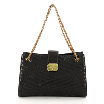Chanel Gabrielle Tote Chevron Leather Large Black 3179701