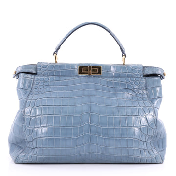 Fendi Peekaboo Handbag Crocodile Large Blue 3181508