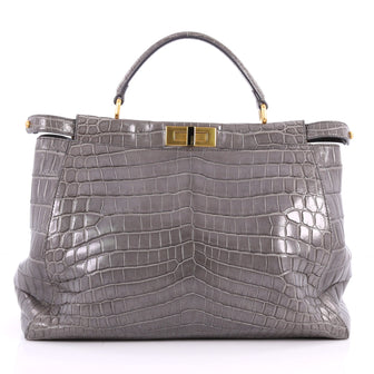Fendi Peekaboo Handbag Crocodile Large Gray 3181509