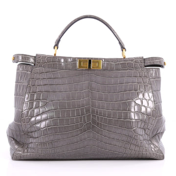 Fendi Peekaboo Handbag Crocodile Large Gray 3181509