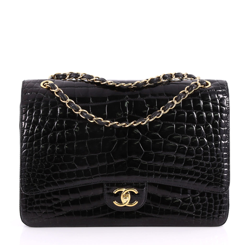 Buy Chanel Classic Double Flap Bag Crocodile Maxi Black 3181513