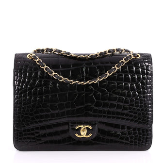 Chanel Classic Double Flap Bag Crocodile Maxi Black 3181513