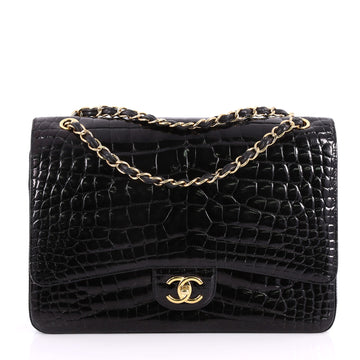 Chanel Classic Double Flap Bag Crocodile Maxi Black 3181513