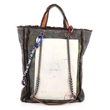 Chanel Art School Oh My Boy Tote Graffiti Canvas gray