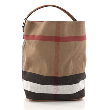Burberry Ashby Handbag House Check Canvas Medium Brown 3182501
