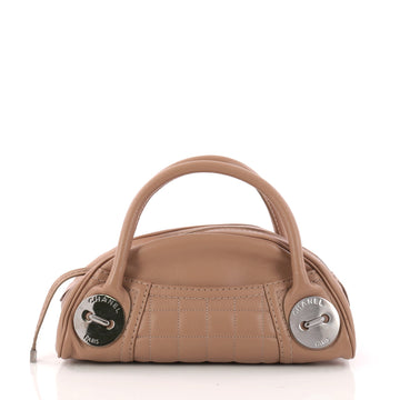 Chanel Button Dome Satchel Caviar Small Neutral 3183001