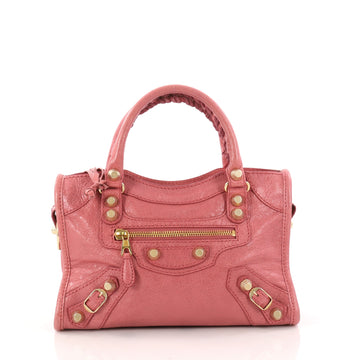 Balenciaga City Giant Studs Handbag Leather Mini Pink 3186403