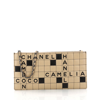 Chanel Crossword Pochette Quilted Leather Brown 3186605