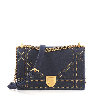 Christian Dior Diorama Flap Bag Studded Denim Medium Blue 3188101