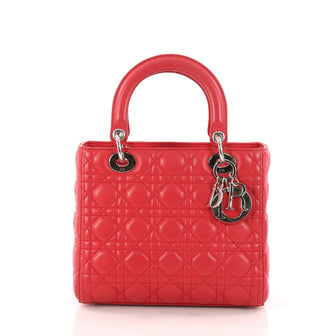 Christian Dior Lady Dior Handbag Cannage Quilt Lambskin Medium Pink 3188102