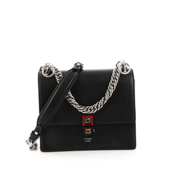 Fendi Kan I Handbag Leather Small Black 3188601